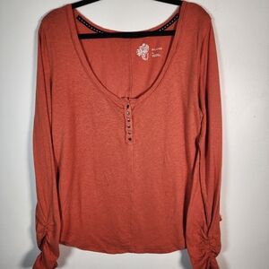 Pilcro Women's Orange Long Sleeve Top